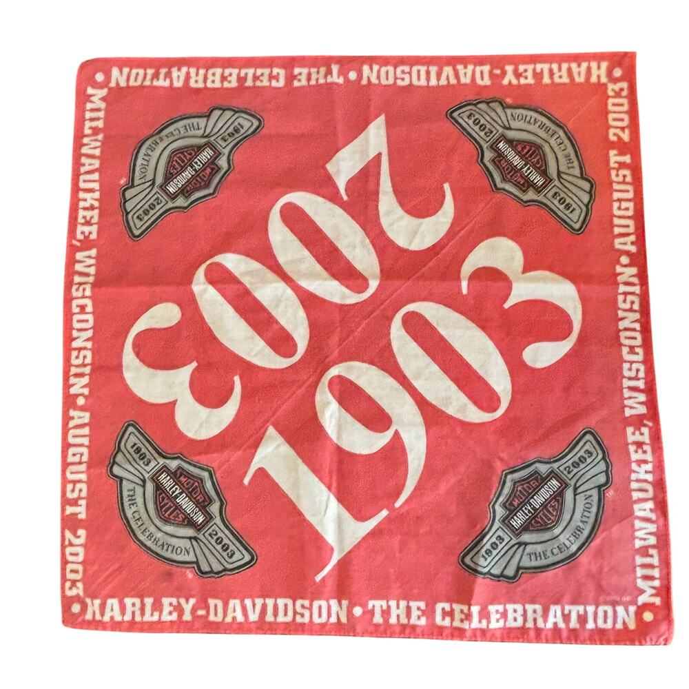 Vintage 2003 Harley-Davidson Bandana Handkerchief Red 100th Anniversary RARE